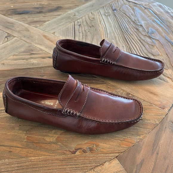 To Boot New York Adam Derrick Mens Brown Leather Driving Moccasins Loafers Shoes - Picture 4 of 12